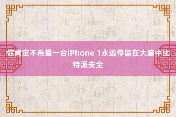 你肯定不希望一台iPhone 1永远停留在大脑中比特派安全