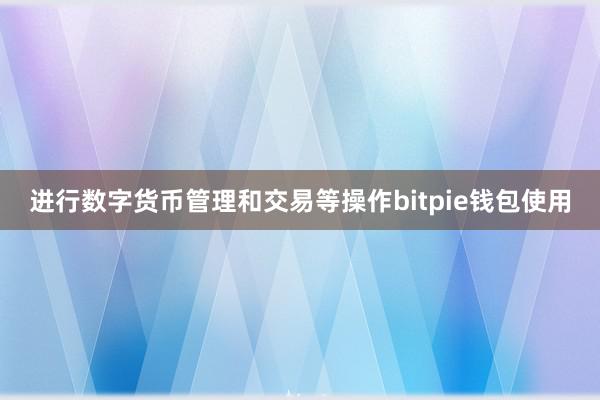 进行数字货币管理和交易等操作bitpie钱包使用