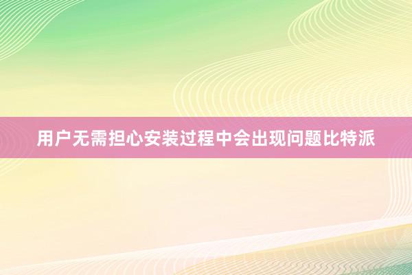 用户无需担心安装过程中会出现问题比特派