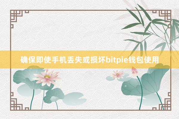 确保即使手机丢失或损坏bitpie钱包使用