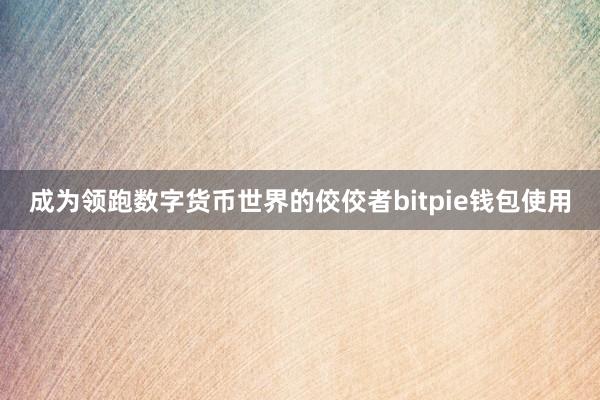 成为领跑数字货币世界的佼佼者bitpie钱包使用