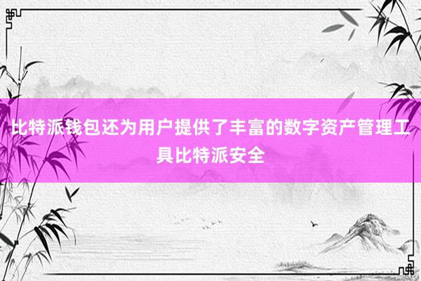 比特派钱包还为用户提供了丰富的数字资产管理工具比特派安全